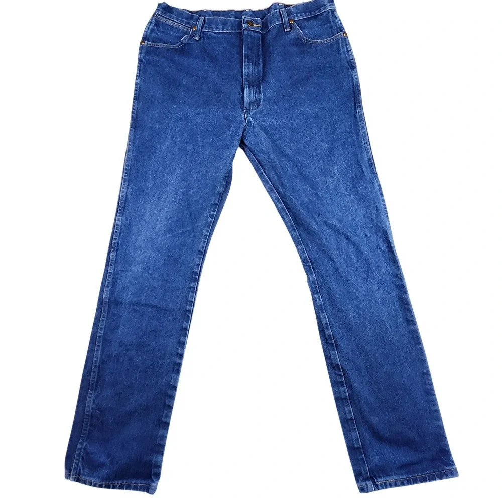 Wrangler 13MWZ Cowboy Cut Jeans Mens 40x36 Blue Denim High Rise Straight Leg